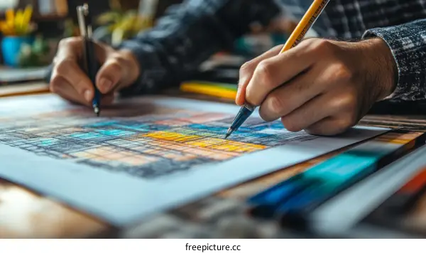 Artist Coloring a Detailed Design