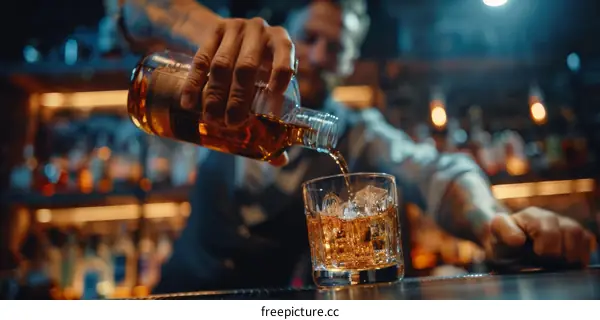 Whisky Pouring Into Glass