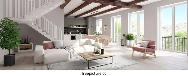 Modern Open-Plan Living Area with Natural Light