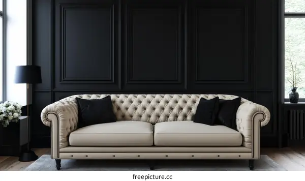 Classic Black and Cream Living Room Interior Design
