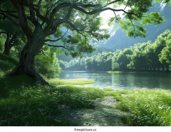 Sunlight Dappling Through a Tranquil Forest