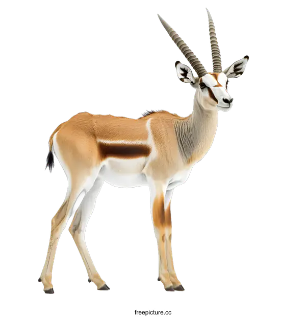 [Transparent Background PNG]Standing Springbok Antelope on White Background