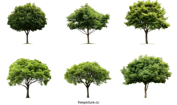 [Transparent Background PNG]Collection of Isolated Green Trees
