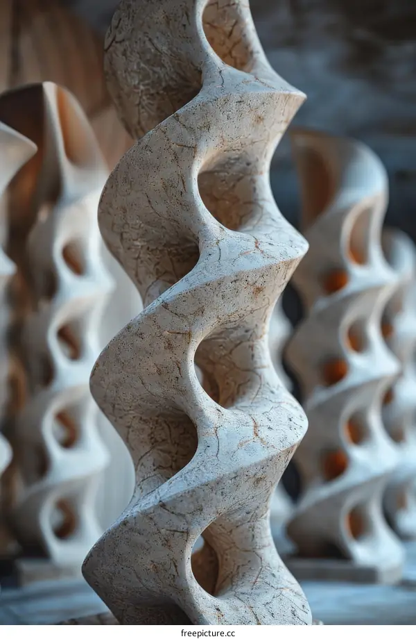 Abstract Stone Sculpture Spiral Design