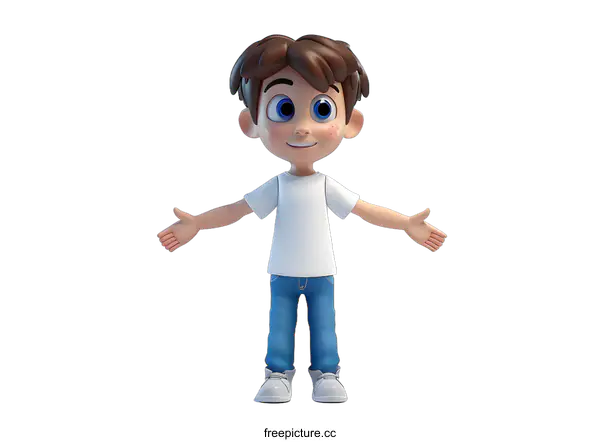 [Transparent Background PNG]3D rendering of a cute cartoon boy
