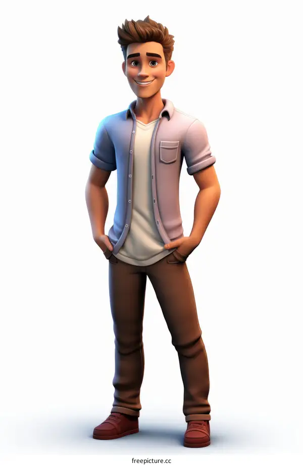 Illustration of a young man standing with hands in pockets