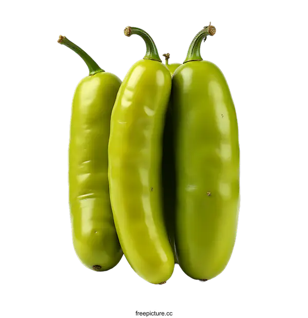 [Transparent Background PNG]Three Green Chiles Isolated on transparent background
