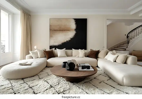 Modern Beige Living Room Interior Design