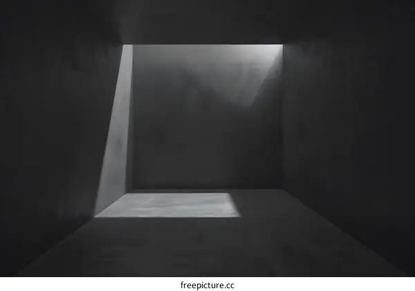 Abstract Dark Concrete Room with Sunlight