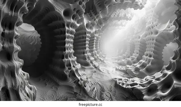 Black and white alien cave structure