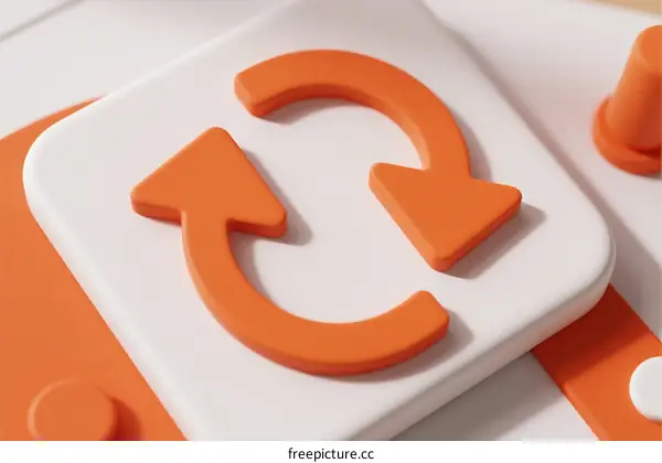 3D Render of Refresh Button Icon on White Background