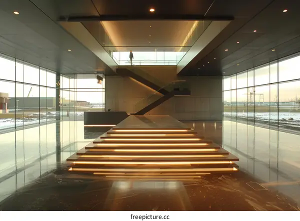Office Lobby Interior Design With Staircase