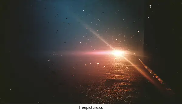 Night Road With  Light Streaks