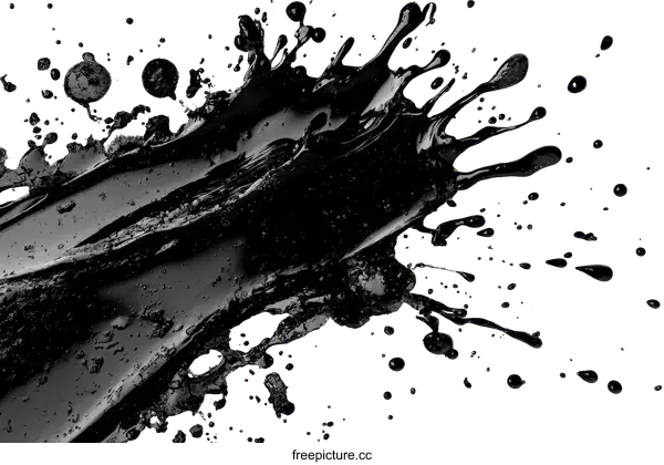 [Transparent Background PNG]Abstract Black Ink Splatter Art