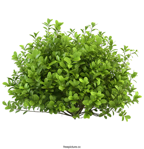 [Transparent Background PNG]Green Bush with Lush Foliage on White Background