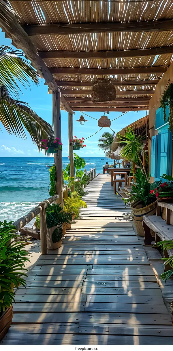 Wooden walkway to the beach