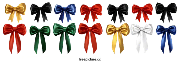 [Transparent Background PNG]Collection of Colorful Satin Ribbons Bows
