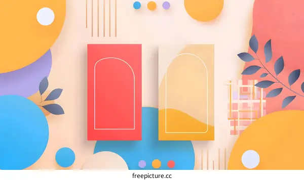 Abstract Background with Colorful Circles and Leaves