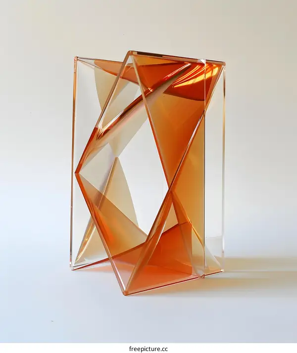 Geometric Abstract Sculpture Made of Glass and Acrylic