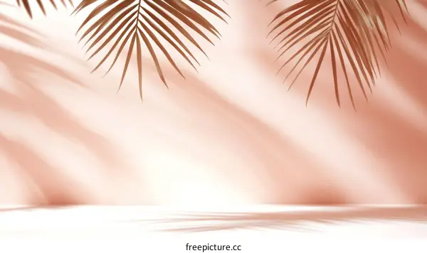 Abstract Pastel Pink Background with Palm Leaf Shadows