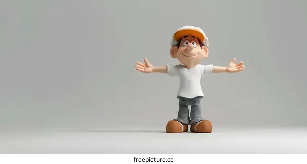 Cartoon Character With Open Arms Smiling