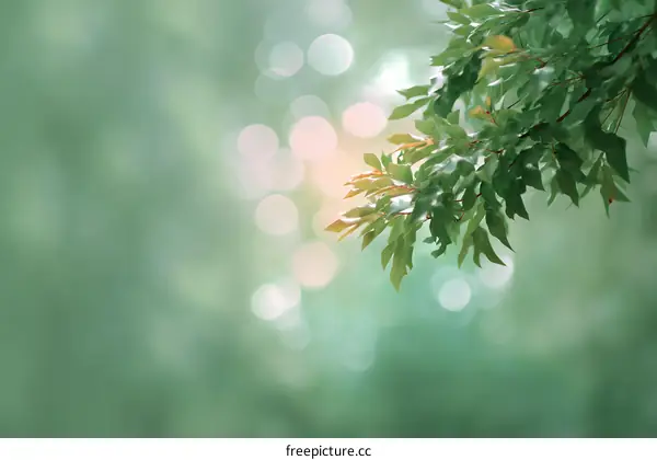 Nature Bokeh Background with Green Leaves