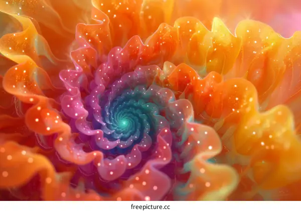 Colorful glowing 3D flower petals with a spiral center