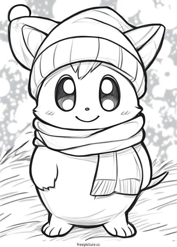 Cute Cartoon Animal Wearing Winter Clothes