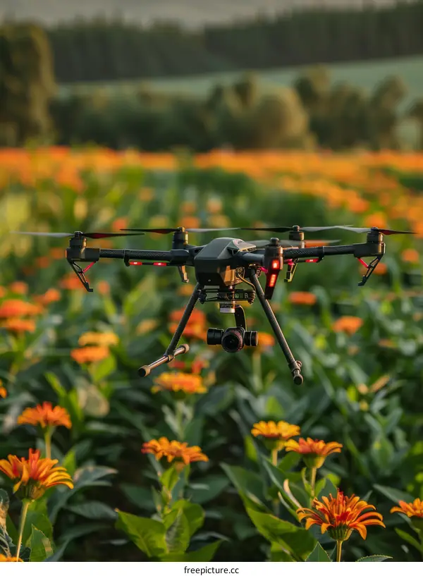 Drone Photography: Orange Flower Field