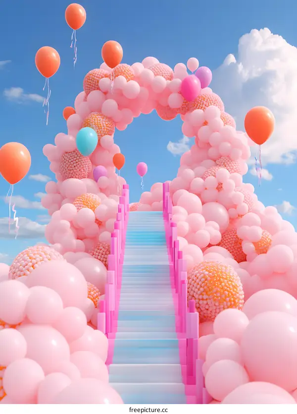 Pink Balloon Stairway to Heaven