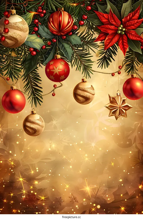 Christmas background with hanging ornaments