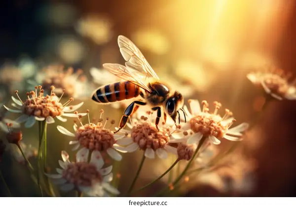 A bee pollinating a flower