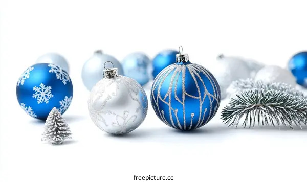 Christmas Decorations Blue and Silver Balls