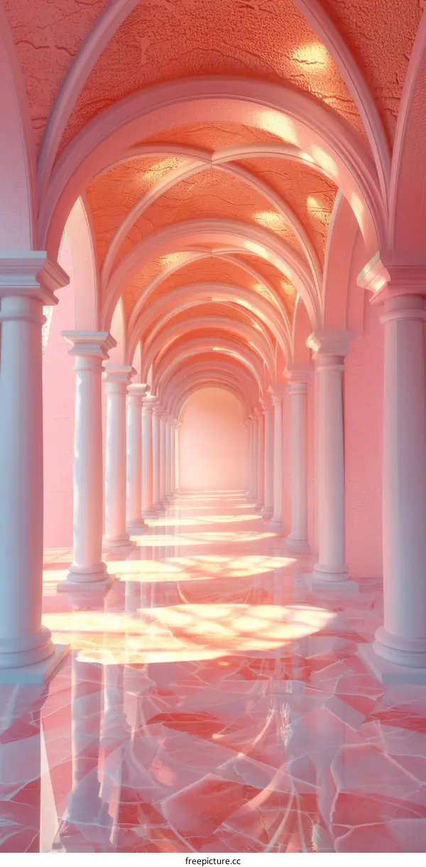 Pink Architectural Corridor of Dreams