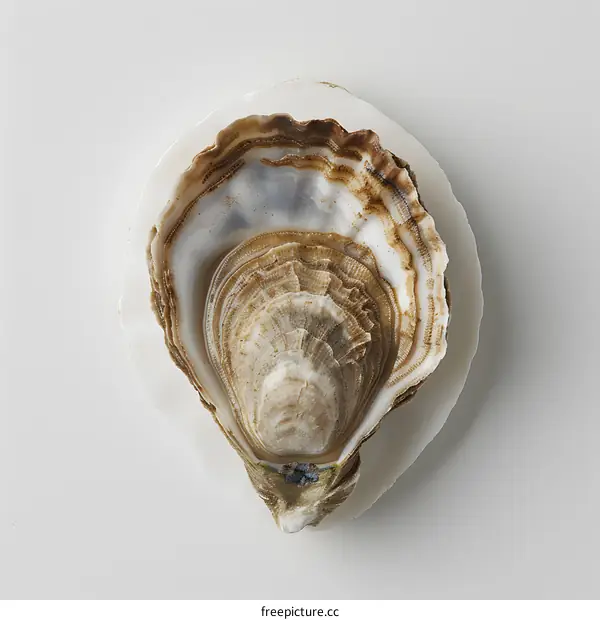 Open Oyster Shell on White