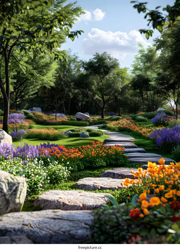 Fantastic Forest with a Flowery Path