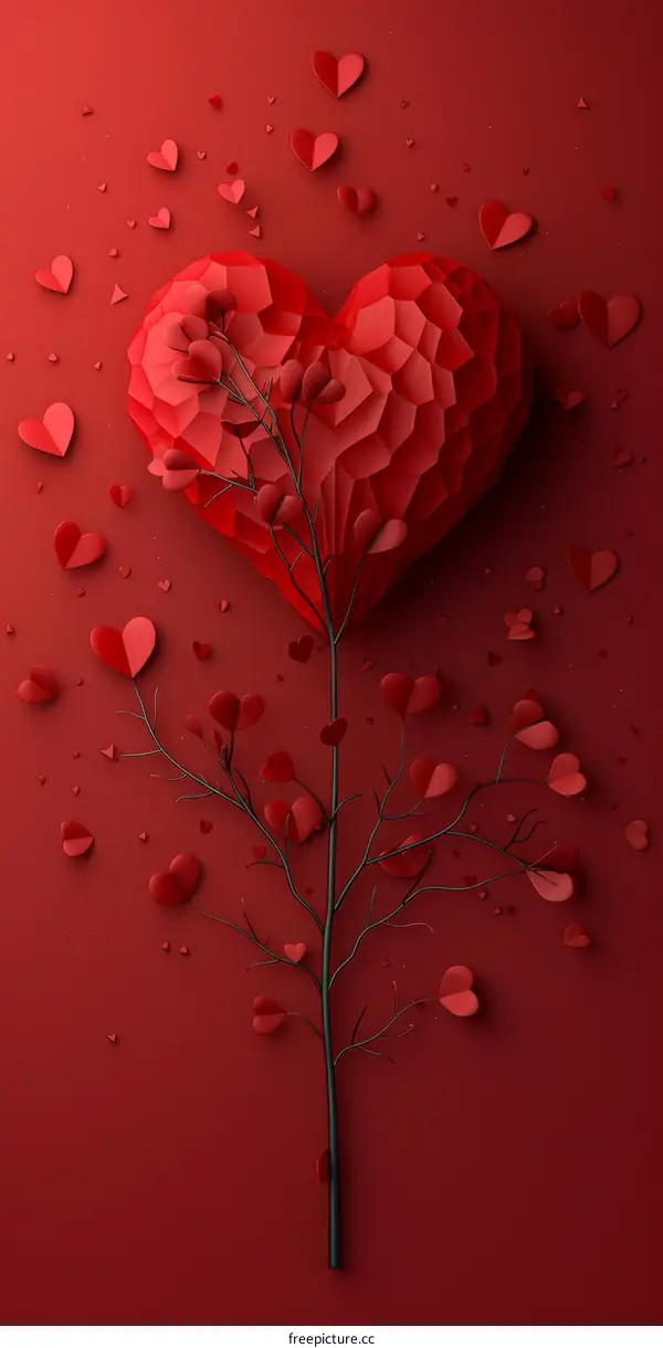 Delicate Origami Red Paper Heart