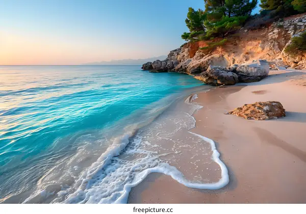 Beautiful beach with turquoise water and white sand