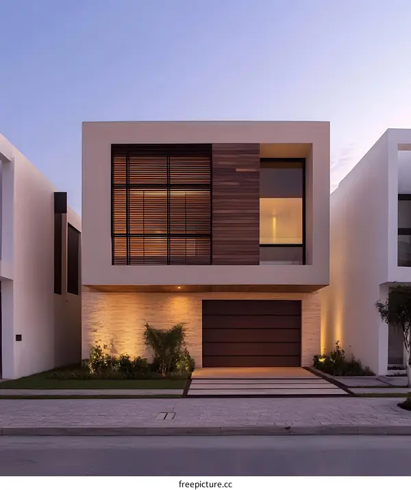 Modern Minimalist House Exterior Design with Wooden Accents