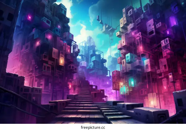 A Cyberpunk City Illustration