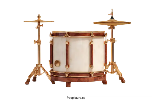 [Transparent Background PNG]Luxury Gold Drum Set on White Background