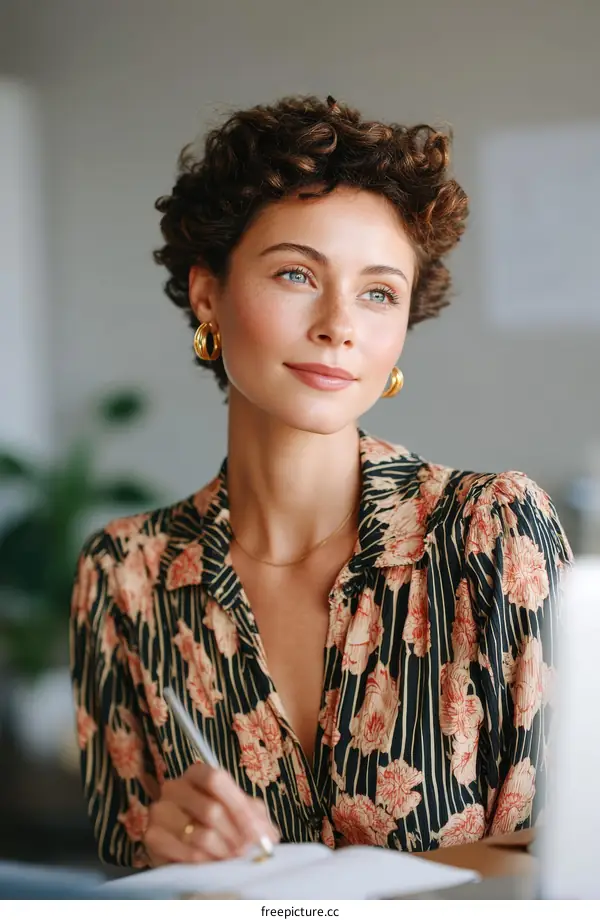 Stylish Caucasian Woman Taking Notes