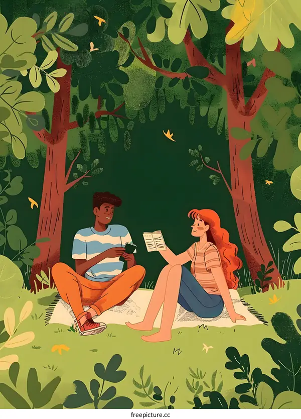 Couple Enjoying Picnic in The Forest