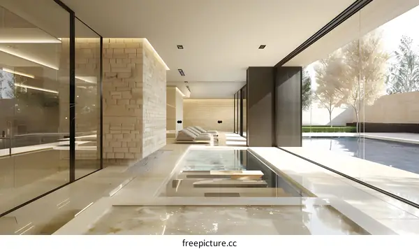 Modern Spa Interior Design With Pool View