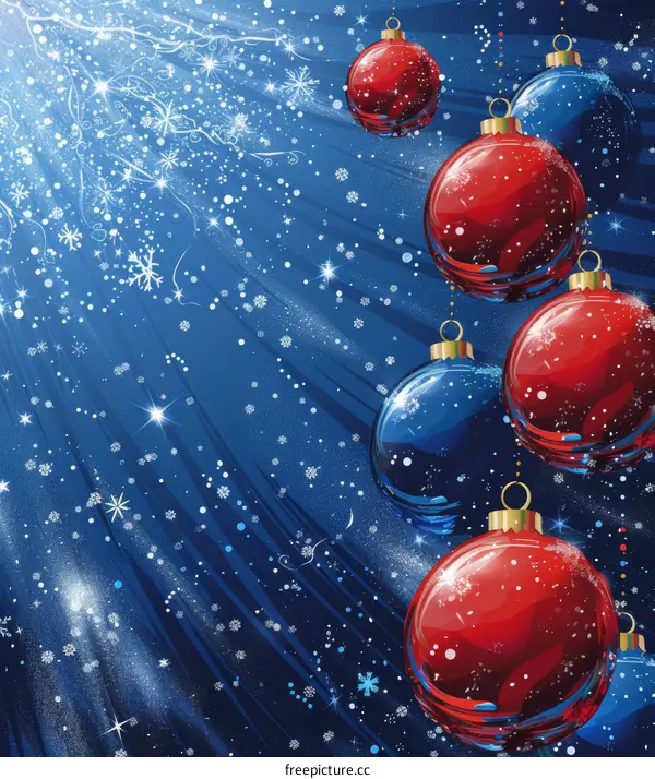 Christmas background with red and blue balls