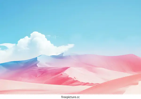 Pink Sand Dunes Under Blue Sky With White Clouds