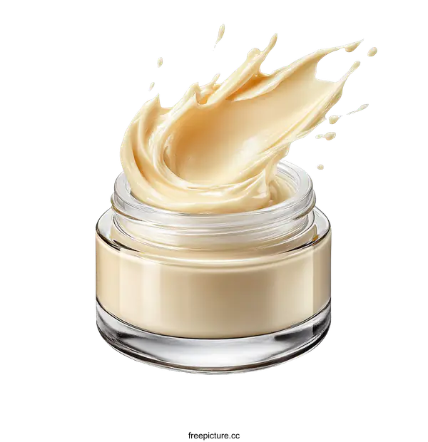 [Transparent Background PNG]Cream Splash in Glass Jar