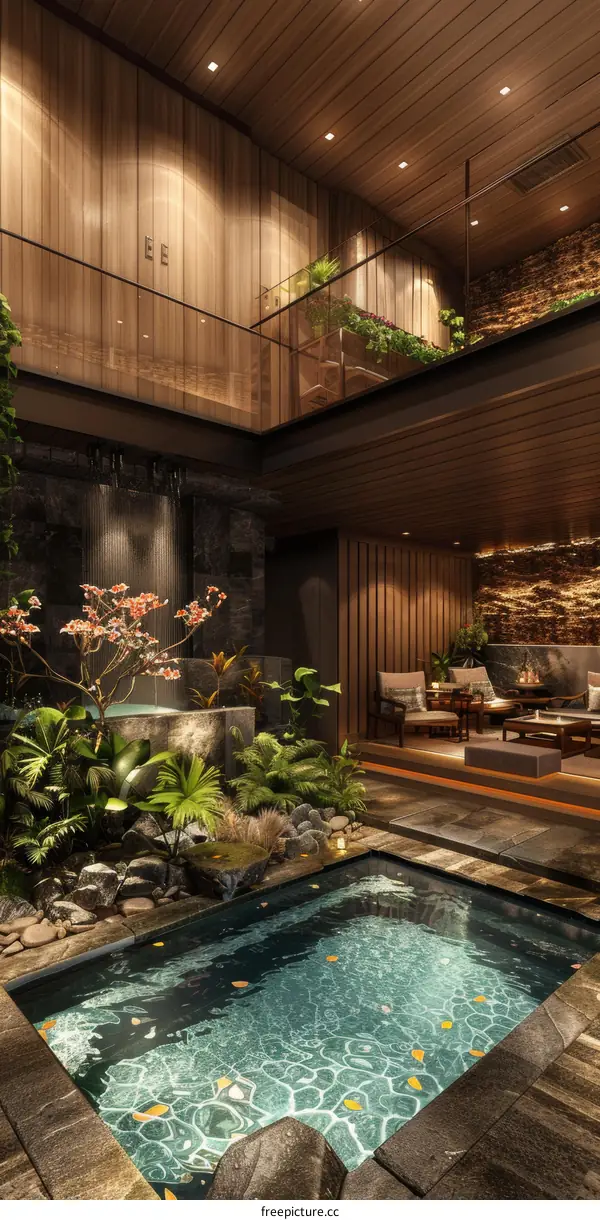 Modern Spa Interior Design with Water Feature