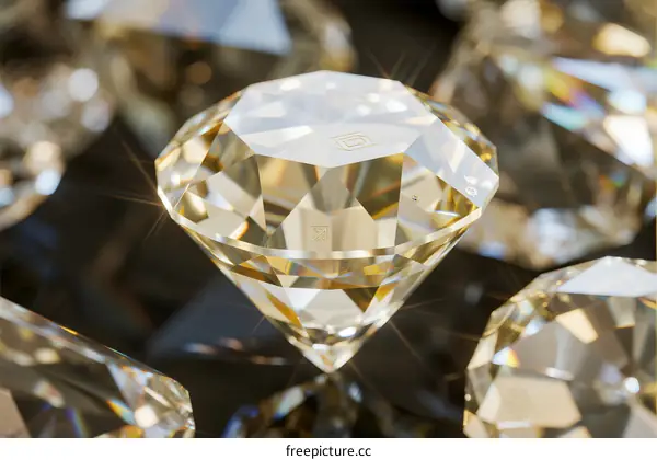 Shiny Brilliant Cut Diamonds with Sparkling Light Reflections