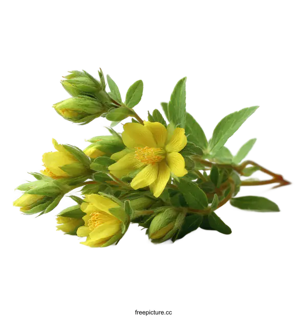 [Transparent Background PNG]Close-up of Bright Yellow Flowers and Buds